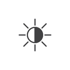 Brightness settings vector icon. filled flat sign for mobile concept and web design. Camera brightness function simple solid icon. Symbol, logo illustration. Pixel perfect vector graphics