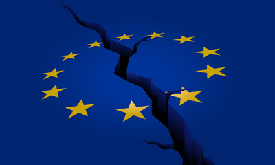 Cracked European Union, vector illustration