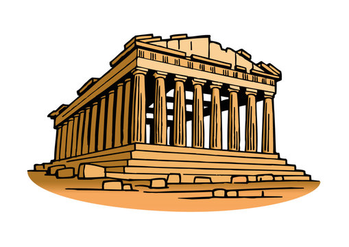 Greece Ancient Temple Acropolis Of Athens Clipart