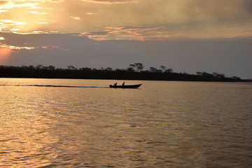 sunset on river