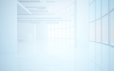 Fototapeta premium Abstract white interior highlights future. Architectural background. 3D illustration and rendering
