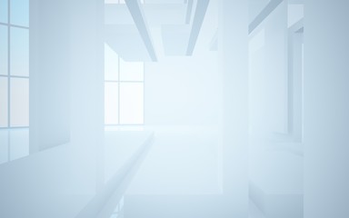 Obraz premium Abstract white interior highlights future. Architectural background. 3D illustration and rendering