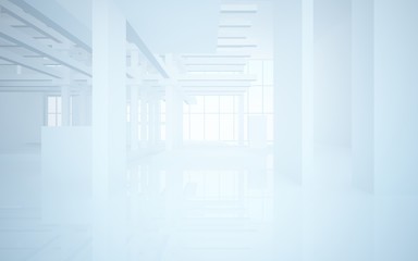 Abstract white interior highlights future. Architectural background. 3D illustration and rendering