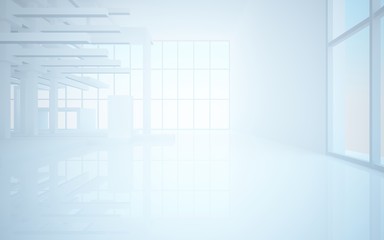 Fototapeta premium Abstract white interior highlights future. Architectural background. 3D illustration and rendering
