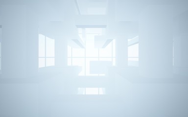 Abstract white interior highlights future. Architectural background. 3D illustration and rendering