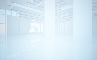 Fototapeta na wymiar Abstract white interior highlights future. Architectural background. 3D illustration and rendering