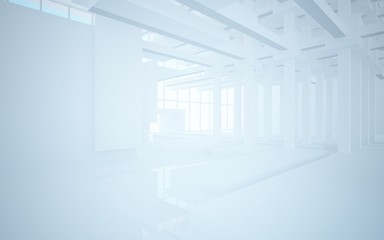 Abstract white interior highlights future. Architectural background. 3D illustration and rendering