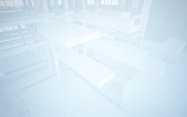 Abstract white interior highlights future. Architectural background. 3D illustration and rendering