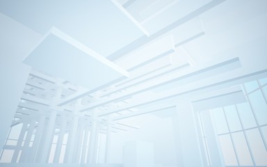 Abstract white interior highlights future. Architectural background. 3D illustration and rendering