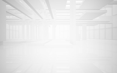 Fototapeta premium Abstract white interior highlights future. Architectural background. 3D illustration and rendering