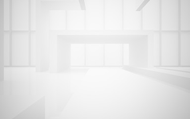 Fototapeta premium Abstract white interior highlights future. Architectural background. 3D illustration and rendering