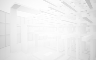 Abstract white interior highlights future. Architectural background. 3D illustration and rendering