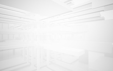 Abstract white interior highlights future. Architectural background. 3D illustration and rendering