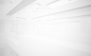 Abstract white interior highlights future. Architectural background. 3D illustration and rendering