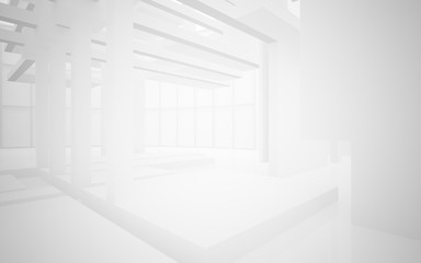 Abstract white interior highlights future. Architectural background. 3D illustration and rendering