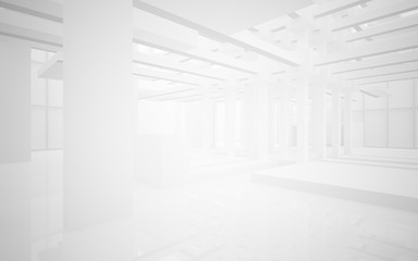 Abstract white interior highlights future. Architectural background. 3D illustration and rendering