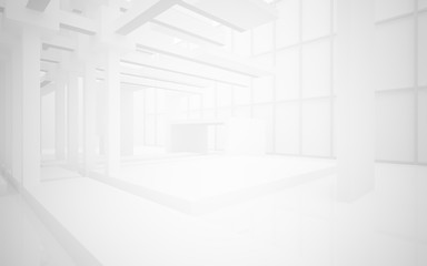 Abstract white interior highlights future. Architectural background. 3D illustration and rendering
