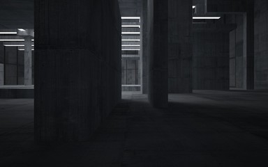 Fototapeta premium Abstract concrete interior with neon lighting. 3D illustration and rendering.