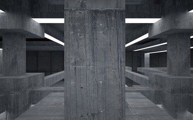 Abstract  concrete interior with neon lighting. 3D illustration and rendering.