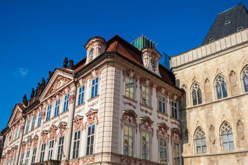 Historical Kinský Palace built on 1755 located at the old town square in Prague