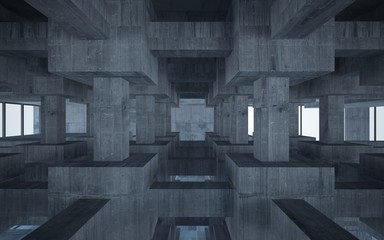 Empty dark abstract concrete room interior. 3D illustration. 3D rendering.