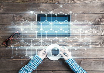 Concept of social communication and networking with social connection concept