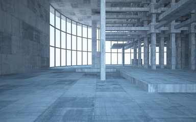 Empty dark abstract concrete room interior. 3D illustration. 3D rendering.