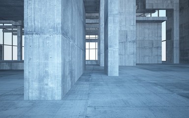 Empty dark abstract concrete room interior. 3D illustration. 3D rendering.