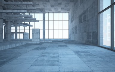 Empty dark abstract concrete room interior. 3D illustration. 3D rendering.