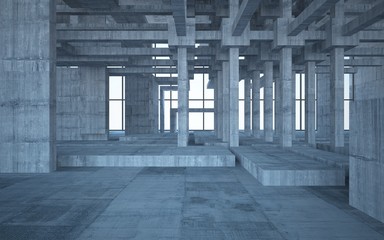 Empty dark abstract concrete room interior. 3D illustration. 3D rendering.