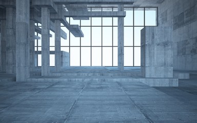 Empty dark abstract concrete room interior. 3D illustration. 3D rendering.