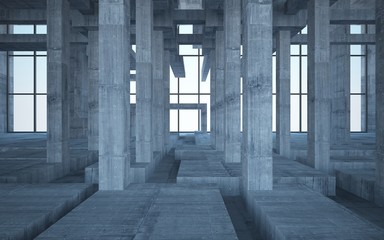 Empty dark abstract concrete room interior. 3D illustration. 3D rendering.