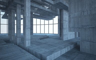 Empty dark abstract concrete room interior. 3D illustration. 3D rendering.