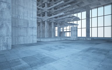 Empty dark abstract concrete room interior. 3D illustration. 3D rendering.