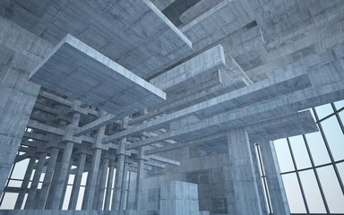 Empty dark abstract concrete room interior. 3D illustration. 3D rendering.