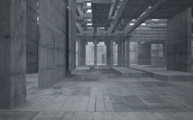 Empty dark abstract concrete room interior. 3D illustration. 3D rendering.