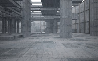 Empty dark abstract concrete room interior. 3D illustration. 3D rendering.