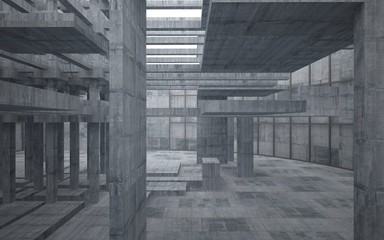 Empty dark abstract concrete room interior. 3D illustration. 3D rendering.