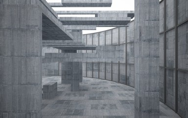 Empty dark abstract concrete room interior. 3D illustration. 3D rendering.