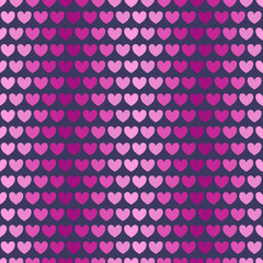 Hearts arranged in a pink linear gradient. Vector illustration of a repeating seamless pattern on a light background.
