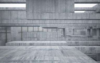 Empty dark abstract concrete room interior. 3D illustration. 3D rendering.
