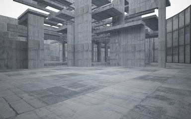 Empty dark abstract concrete room interior. 3D illustration. 3D rendering.