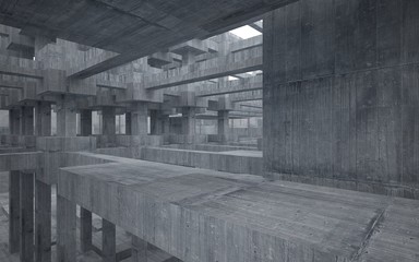 Empty dark abstract concrete room interior. 3D illustration. 3D rendering.