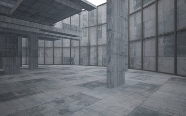 Empty dark abstract concrete room interior. 3D illustration. 3D rendering.