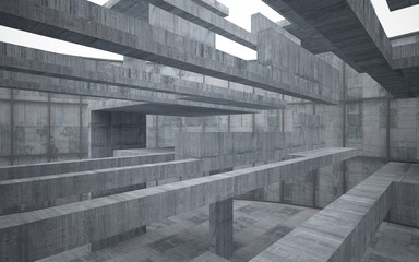 Empty dark abstract concrete room interior. 3D illustration. 3D rendering.