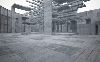 Empty dark abstract concrete room interior. 3D illustration. 3D rendering.