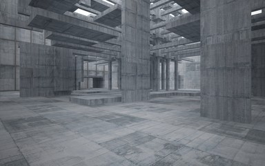 Empty dark abstract concrete room interior. 3D illustration. 3D rendering.
