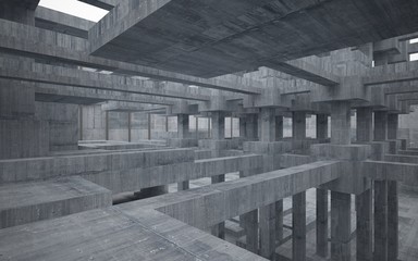 Fototapeta premium Empty dark abstract concrete room interior. 3D illustration. 3D rendering.