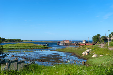 The coastal strip of the White Sea at low tide, Solovetsky Islands, Arkhangelsk Region, Russia