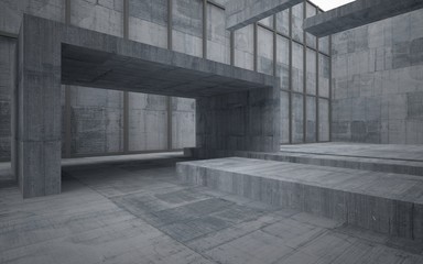 Empty dark abstract concrete room interior. 3D illustration. 3D rendering.